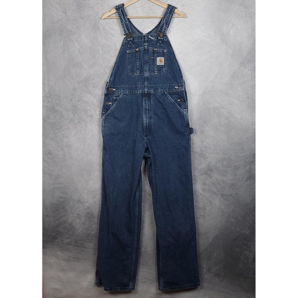 Carhartt Other - Carhartt Bib Overalls Mens 32 Blue Denim Workwear Hammer Loop R07 DSI